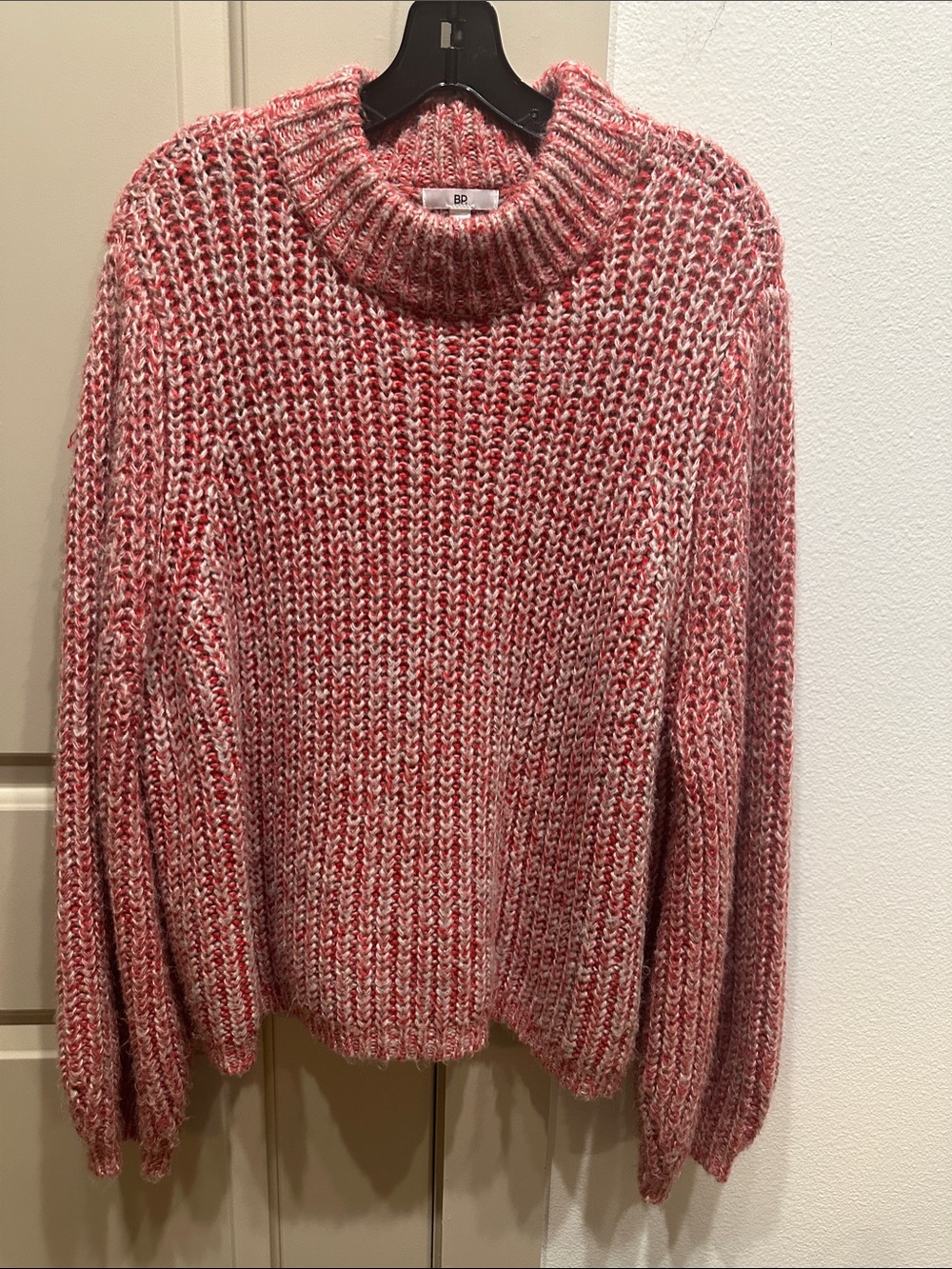 bp Chunky Marled Pink & White Turtleneck Sweater